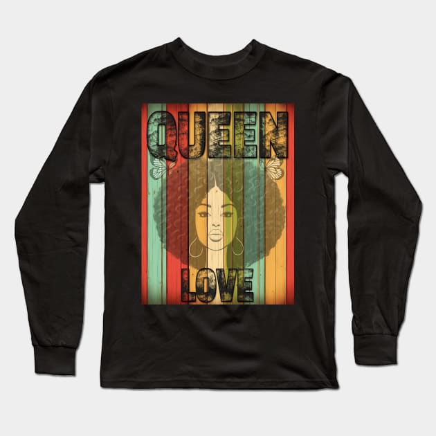 Reggae Butterfly Black Afro Queen: One Love Long Sleeve T-Shirt by Angelic Gangster